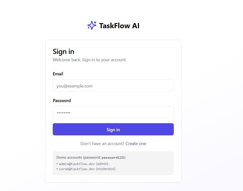 TaskFlow AI screenshot